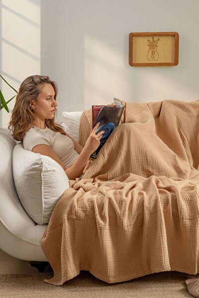 MYLASA HOME Muslin Bedspread Ultra Soft High Quality 4 Layers Muslin Pike (Single Size (240X280 cm)