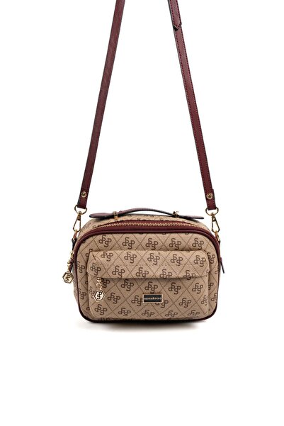 Silver Polo Silver & Polo Bej închis - Roșu Claret SP1186 Geantă de damă