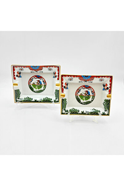 MEVLANA BAZAAR طقم منفضة سجائر من البورسلين مكون من قطعتين من سلسلة هايبرد 6