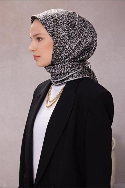 Belli Eșarfă din mătase pură Tivil 4208 - 07 Model Dobby negru gri