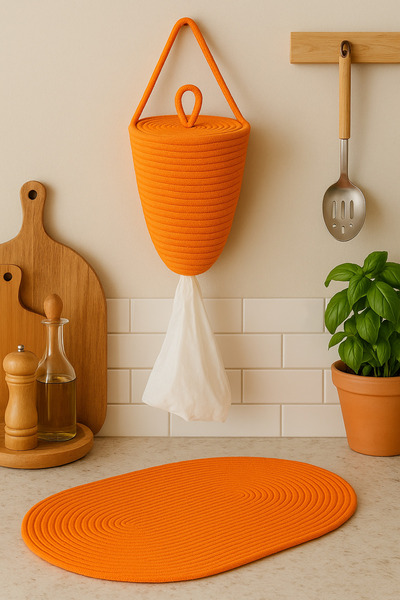 MaVaux Bag Holder Rope String Hand-Woven Wall Hanging Storage Bag Home Organizing Accessory Basket 30 X 20 cm