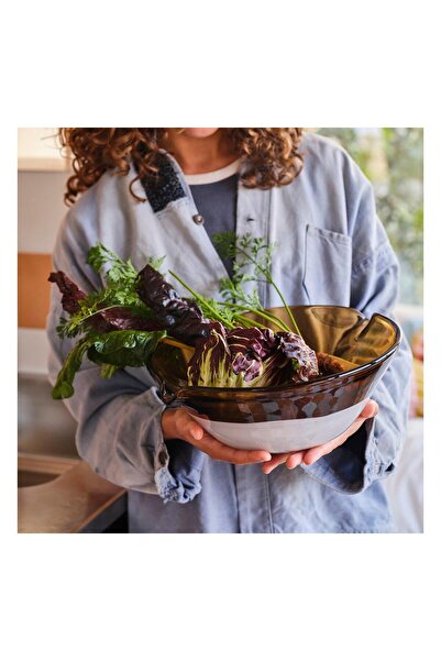 IKEA Ommjange Glass Serving Bowl Glass-Brown 30 cm