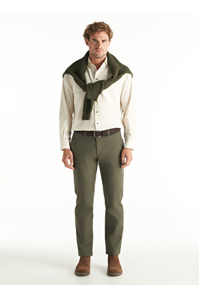 Ted Baker Normal Bel Slim Tapered Paça Slim Fit Haki Erkek Pantolon TBMRTR1040