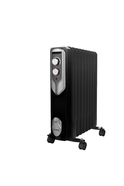 Floria Electric Radiator ZLN-3659, Black, 2000 W, 9 Fins, 3 Power Levels, Adjustable Thermostat