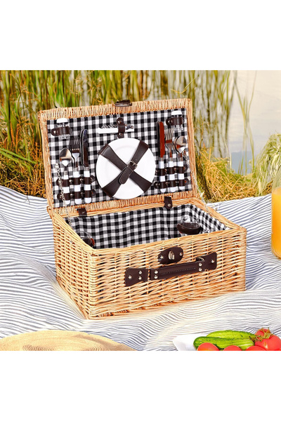 Perotti Picno Italy 4 Kişilik Siyah Astarlı Piknik Sepeti