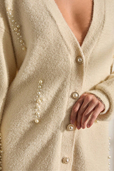 Cherry Butik İnci Detaylı Yumoş Ceket Hırka