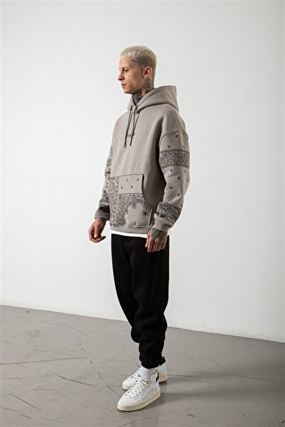 Machinist oversized Inspire με τύπωμα με κουκούλα Φούτερ ICE GREY