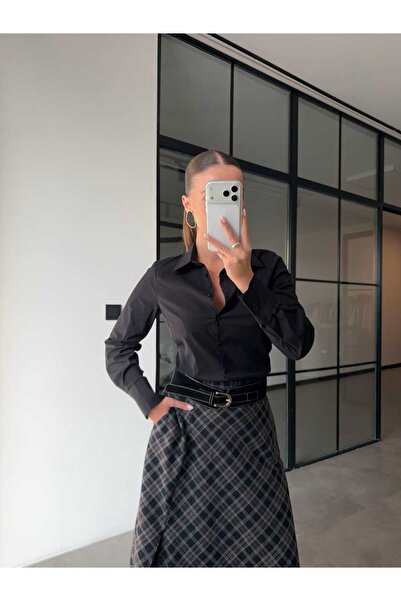 BB Bensu Buyruk ΜΑΥΡΟ ΠΟΥΚΑΜΙΣΟ SLIM FIT BASIC