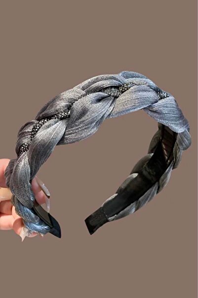 TAKIŞTIR Gray Color Stone Detailed Braided Crown
