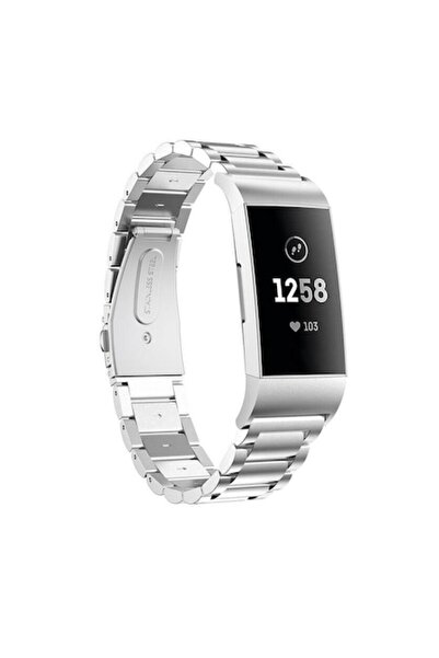 Edman 3Z Metal Strap for Fitbit Charge 3 / 4, Silver
