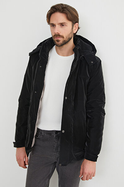 Fulla Moda με κουκούλα Softshell υφασμάτινο παλτό με τσέπες