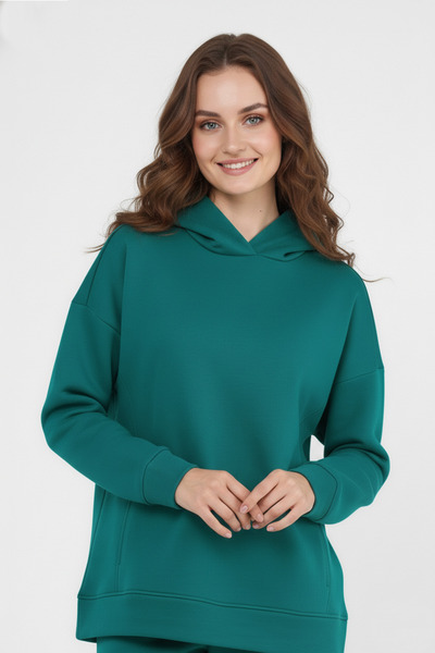 ESPİNA Women's Three Thread Fleece Tracksuit Set with Elastic Waist and Legs Oversized - Petrol