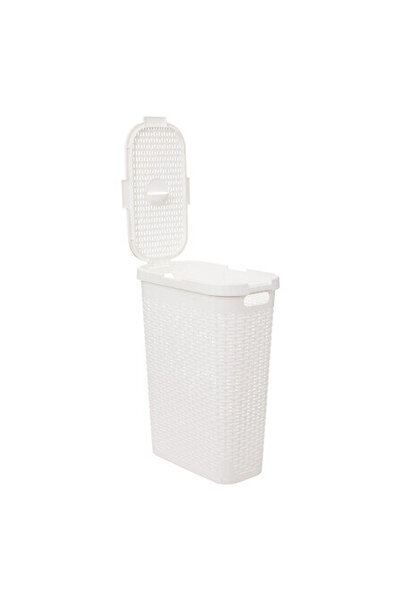 Other Coș de rufe îngust, 40 l, ratan sintetic, alb