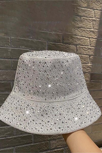 TAKIŞTIR White Color Stone Detailed Design Hat