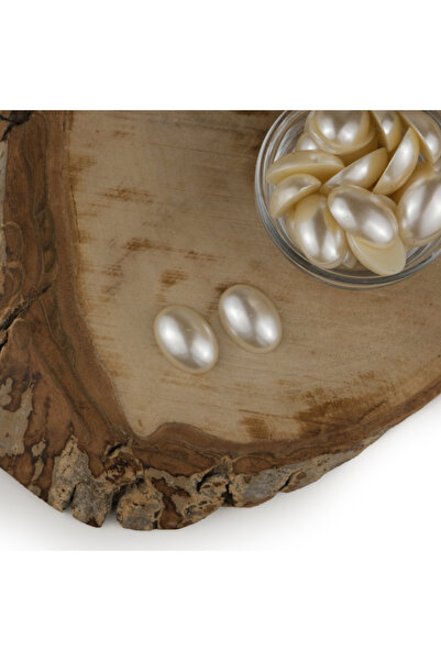 Prestij Boncuk Счупена бяла овална половинка перла 24 мм 100 грама