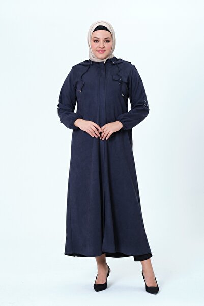 GLR&GYM DESEN KADIN BÜYÜK BEDEN KAPÜŞONLU MEVSİMLİK SÜET FERACE