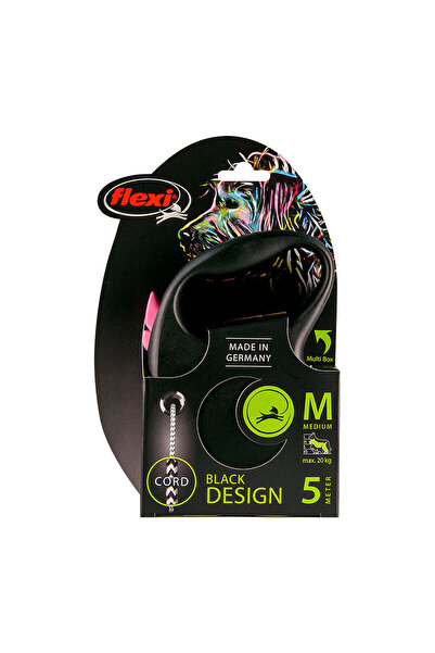 Flexi Dog Lead BLACK DESIGN 5 m Pink Size S
