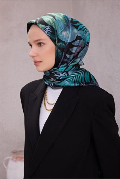 Belli Eșarfă din mătase pură Tivil 4225 - 80 model frunze negre