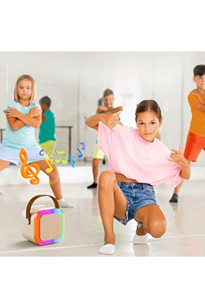 Aptel Wireless karaoke set, bluetooth speaker, 2 microphones, 5W, plastic, beige, 16.6×15.5×8 cm