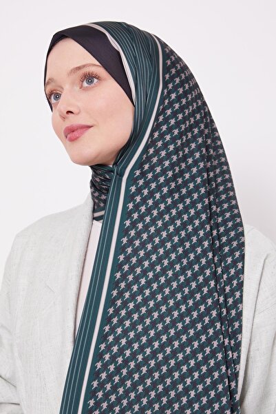 Levidor Siyah-Zümrüt Kazayağı Desen Brand Şal