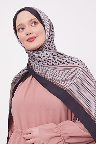 Levidor Siyah-Bej Kazayağı Desen Brand Şal