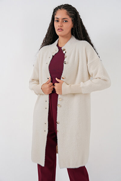 Bigdart Women's Soft Textured Long Knit Cardigan 15953 - Ecru