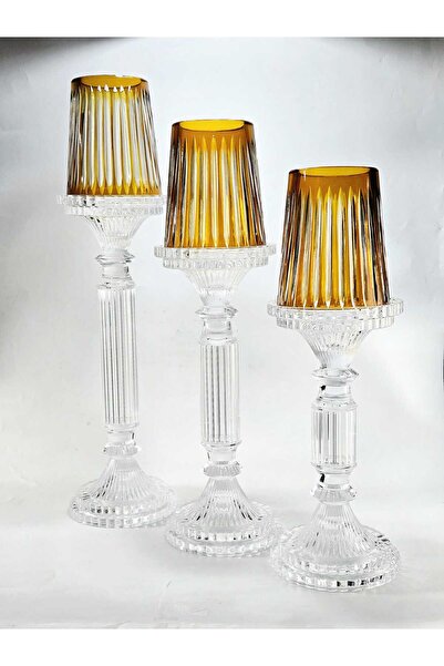Kristal Market El Yapımı Kristal Dekoratif Mumluk Set 3'lü