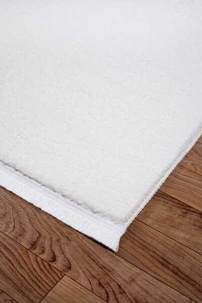 Valery Home Vl Comfort Düz Saçaklı Peluş Düz Yolluk Ekru