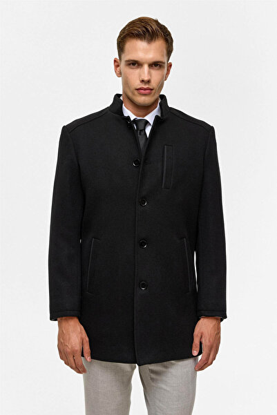 SÜVARİ Regular Straight Straight Collar Black Men's Coat Kb2010100322