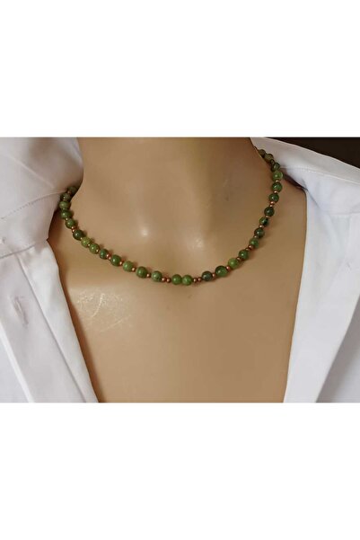 shop قلادة زومرا من العقيق الأخضر وخرز النحاس بتصميم بسيط للجنسين