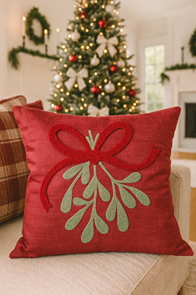 Pilloveland Punch Nakışlı Kırlent Kılıfı - 43*43 Cm - Kırmızı Buket - PNK001