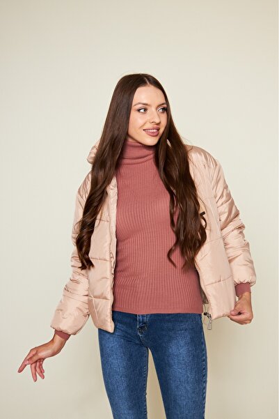 comstar Women's Winter Pocketed Basic Hooded Powder Puffer Coat