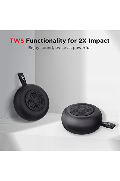 BOAT Stone 135 Portable Wireless Speaker - 5W RMS, IPX4, TWS, Up to 11H, Type-C Charging -Black