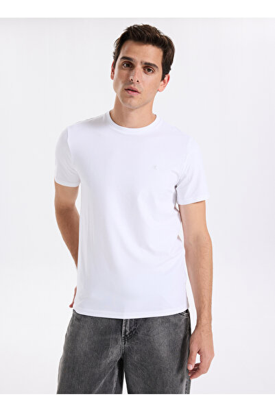 Calvin Klein Bisiklet Yaka Beyaz Erkek T-Shirt LV04LC240GYAF_SS SLIM STRETCH ...