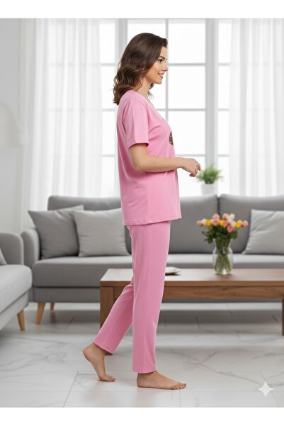 FAMES PİJAMA Women's Short Sleeve Pajama Set