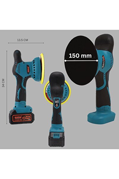 Bonai BN-HK71 Cordless Car Polisher 21V, 380W Dual Action Waxing Machine with 150mm Pad, 2800-5500RP