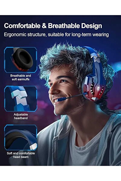 phoinikas Wireless Gaming Headset Type-C and USB Interface 2.4GHz Wireless Headphone with Microphone and Noise Cancelling