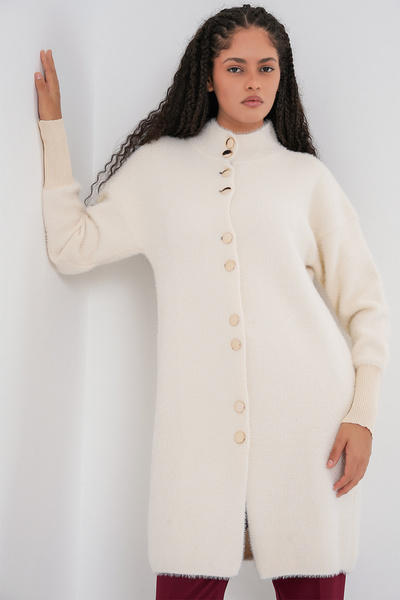 Bigdart Women's Soft Textured Long Knit Cardigan 15953 - Ecru