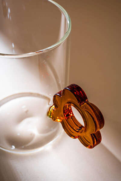 ACAR Lume Flower Handle Glass Cup - 470 ml