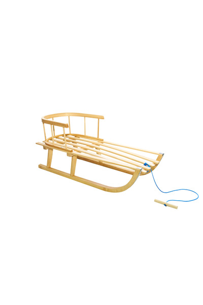 Other Wooden sled for children with backrest, traditional, solid, varnished, PL