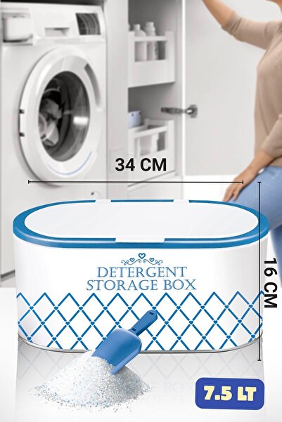 LE PARİS Metal Kova Kapaklı Deterjan Saklama Kutusu + Ölçek Kürek | Şık ve Dayanıklı Tasarım