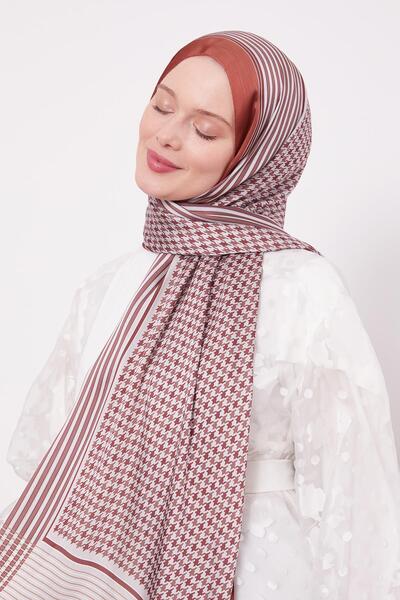 Levidor Turuncu Kazayağı Desen Brand Şal