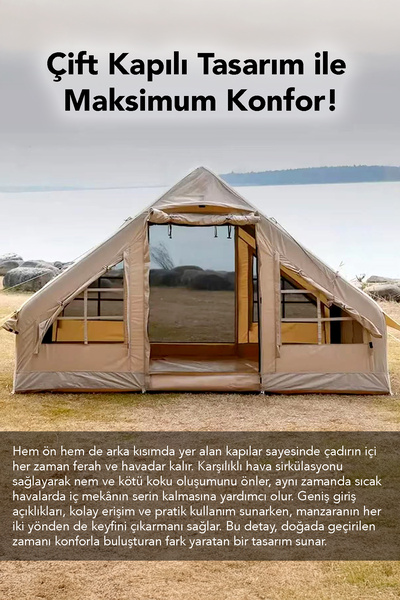 mimtec Çift Kapılı 6 Kişilik Kamp Çadırı - 4 Mevsim Su Geçirmez Şişme Kamp Çadırı 300x210 cm