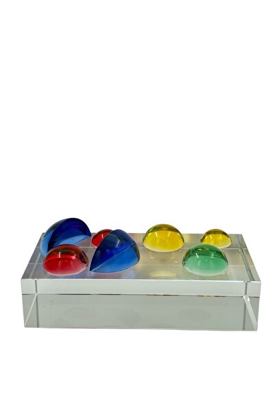 BİNDAWOOD B&D Glass Décor Item with circles Glass piece - Multicolor