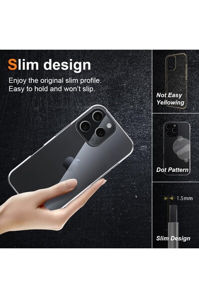 Flippy Husa de Protectie din Silicon, pentru Apple iPhone 16 Pro, PC, Rezistenta la Impact, Transparenta