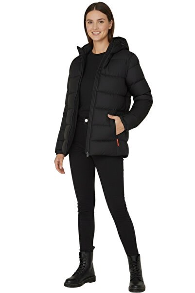 Senini Kadın Mont Kapüşonlu & Su İtici Rüzgar Geçirmez Kışlık Şişme Mont & Kaban