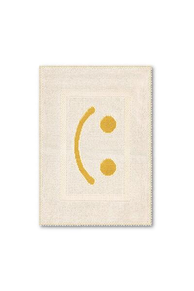 Bluenity Hello Natural Cotton 2-Piece Bath Mat & Rug Set 60X100 50X60 Beige