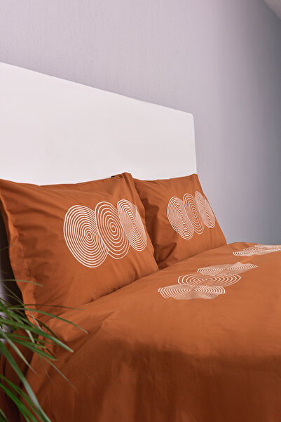 Setekshome Circular Embroidered Double Bedspread Duvet Cover Set Tan 100% Cotton