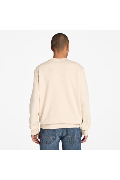 Timberland Front Seasonal Tree Logo Graphic Crewneck Men's Beige Sweatshirt Tb0A5Mc7Efl1