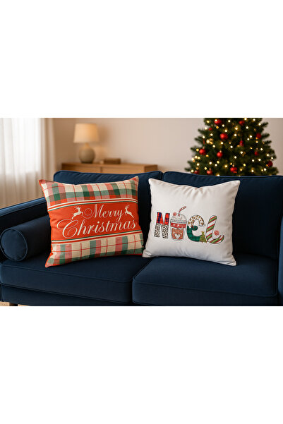 Limon Soft Double-Sided Printed Candy Christmas Patterned Set of 2 Velvet Throw Pillow Covers New Year - Christmas
